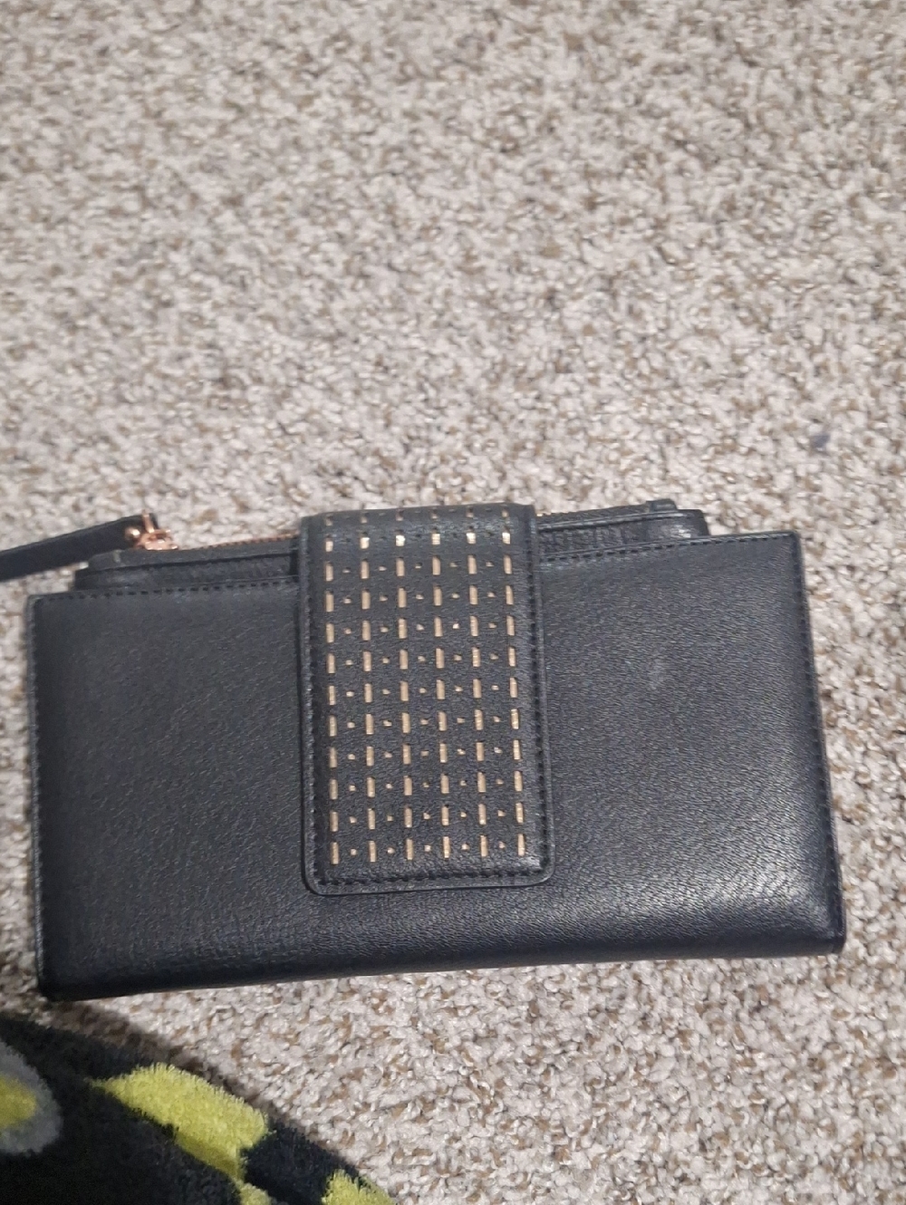 Black Women's Wallet Clutch with Studded Tab Detail